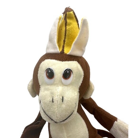 Brown Monkey Plush Toy With Peeled Banana Hat 2011 Stuffed Animal - Picture 2 of 7